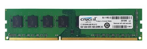 Memory RAM 1x 8GB Crucial NON-ECC UNBUFFERED DDR3 1600MHz PC3-12800 UDIMM | CT102464BA160B.M16